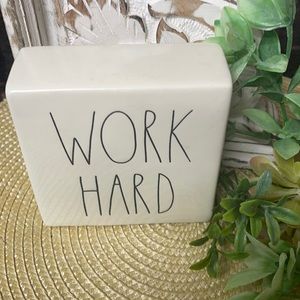 EUC Rae Dunn BE BRAVE/WORK HARD Paperweight Decorative Block